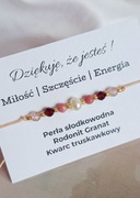 Bransoletka z kamieni naturalnych perła kwarc truskawkowy granat 