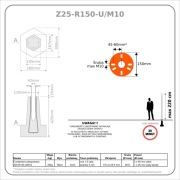 Fundament (stopa żelbetowa) Z25-R150-U/M8 - lampy, pergole, wiaty, słupy