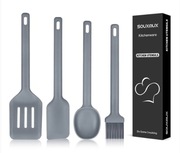 Zestaw 4 Przybory Kuchenne Silikonowe Do Kuchni Łopatka Łyżka Szare