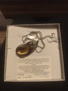 Zawieszka bursztyn srebro próba 925 plus naszyjnik srebro długość 80 cm 