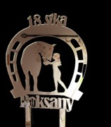 Topper urodziny,personalizowany,imię,koń, złoty