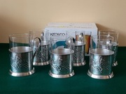 Koszyczki do Szklanek. Sygnowane. Posrebrzane. "Trojka"