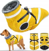 Kurtka zimowa dla psa z kołnierzem ocieplana Wodoodporna Żółta 3XL