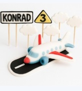 Samolot z masy cukrowej na tort, zestaw na tort