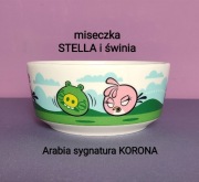 ANGRY BIRDS miska Arabia Finland sygnatura Korona - CZERWONY i ŚWINIA