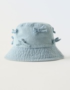 Kapelusz Zara 3-6 lat 52 cm jeansowy z kokardkami bucket bob