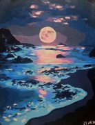 Obraz akrylowy ręcznie malowany ,,Pełnia" około 40x50cm