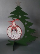 Stroik świąteczny choinka bombka kot decoupage