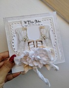 Delikatna pastelowa kartka z okazji ślubu kwiat krzesła