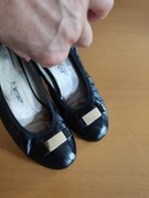 buty balerinki półbuty lakierowane lakierki  baletki ze skóry złote