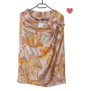 Spódnica midi Camaïeu M 38 kwiaty wiązana żółta biała na gumce