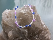 Boho - minimalizm, niebiesko-biała bransoletka z koralików Preciosa