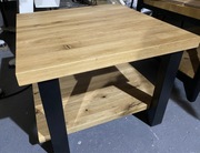Stolik kawowy do salonu dąb- drewno loft 60x60 cm  podwójny blat