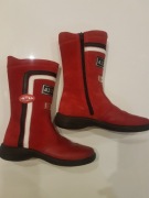 Czerwone skórzane kozaki,włoskie,dziecięce r.34  