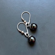 Kolczyki srebrne czarne perełki, hematyt