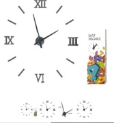 Zegar ścienny DIY nowy rzymskie cyfry srebrne lust