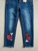Jeansy dziewczęce 98 spodnie haftowane róże kwiaty Girls jeans denim