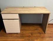 Używane biurko z kontenerkiem - dąb/białe, stabilne | Wrocław