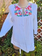 The Garden Collection tunika bluzka koszula kwiaty haft bawełna boho r 36