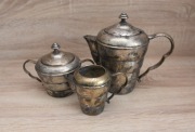 Stary zestaw do kawy H & Co silver plated dzbanek cukiernica mlecznik