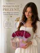 Koszyczek dekoracyjny z różami handmade prezent różowy kwiaty 13 szt.