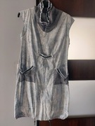 Dżinsowa sukienka z kieszeniami i ściągaczem, rozmiar XL