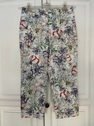 BONPRIX SPODNIE 3/4 RYBACZKI 36 BIAŁE WZÓR KWIATY