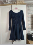 Sukienka wieczorowa koktajlowa r. XS 34 nowa asymetryczna koronka