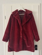 new collection futro płaszcz futerkowy miś bordo