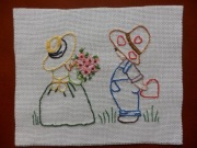 Dziewczynka i chłopiec - haft sznureczkowy