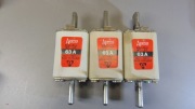 Bezpiecznik Wkładka topikowa Apena 63A 500V NH1 WT-1 BM gG zestaw 3szt.