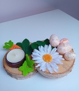 Dekoracja Wielkanoc ozdoba na plastrze drewna diy 