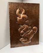 obraz miedziany 17,5x25cm plaskorzeźba ZAJĄC z filmu bajki "wilk i zając"