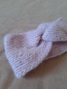 Opaska na uszy głowę czoło miękka turban różowa handmade vintage