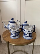 Ręcznie malowany zestaw porcelany Gżel, sygnowany | NOWY