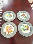 Talerzyk podstawki ceramiczno cynowe 4 szt