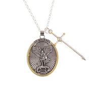 Naszyjnik wisiorek ze Świętym Michałem z mieczem na szatana dla niej, niego