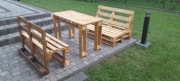 Meble ogrodowe z palet, stół + dwie ławki, wyszlifowane i pomalowane