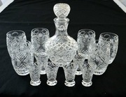 Kryształowy komplet do wódki karafka szklanki kieliszki vintage PRL  retro