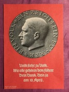 Hitler Portret NSDAP Ein Volk Propaganda Druk 3