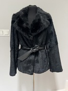 Futro z królika epilowanego z paskiem skórzanym