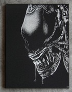 Obcy Alien Obraz ręcznie grawerowany na blasze ...