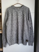 H&M sweter męski casual basic M szary melanż bawełniany gruby