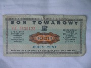 Bon towarowy 1 cent 1969 rok  Pewex seria GL.