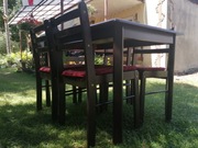 Solidny stół drzewo egzotyczne+ krzesła 