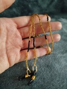 Złoto czarny łańcuszek/ sznurek do okularów z mini koralikow