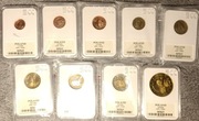 Kolekcja polskie euro próba grading ms65 9 monet