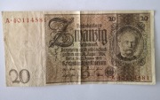 Niemcy - III Rzesza - BANKNOT - 20 Marek 1929