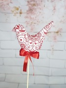 Ptaszek na piku, dekoracja wielkanocna koszyczek, bawełna