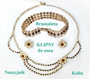 JABLONEX - zestaw >naszyjnik, bransoleta, klipsy, oryginał z PRL-u